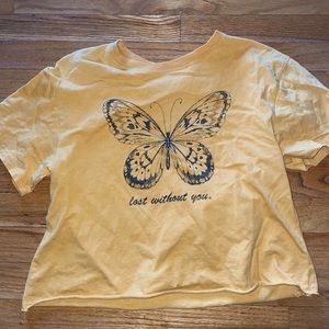 Yellow butterfly t shirt